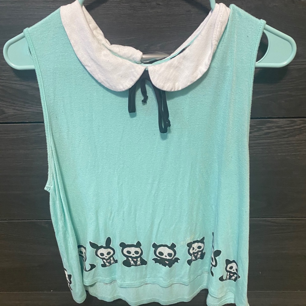 Skelanimals pastel Peter Pan collar crop top